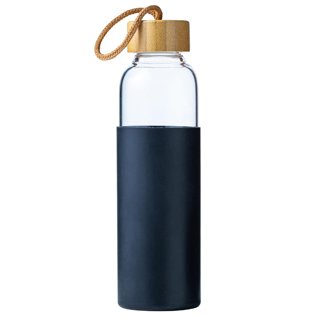 21oz Glass Water Bottle with Silicone Sleeve & Bamboo Lid, BPA Free Reusable Water Bottle Glass for Gym Office Travel, Gift for Fitness Enthusiasts (Green)