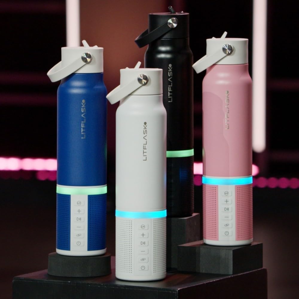 LitFlask Smart Water Bottle, Ultra Premium Bluetooth Speaker, Portable Charging, 20oz Stainless Steel. Oprah’s Favorite Things 2024