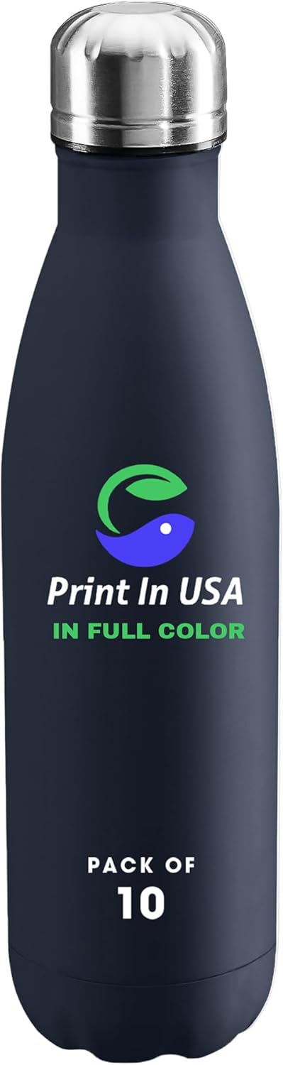 Personalized Custom Print in USA Water Bottles 10Pcs 17oz Stainless Steel Double Wall Insulated Leakproof Cups for Sports Outdoors With Colorful Text Logo