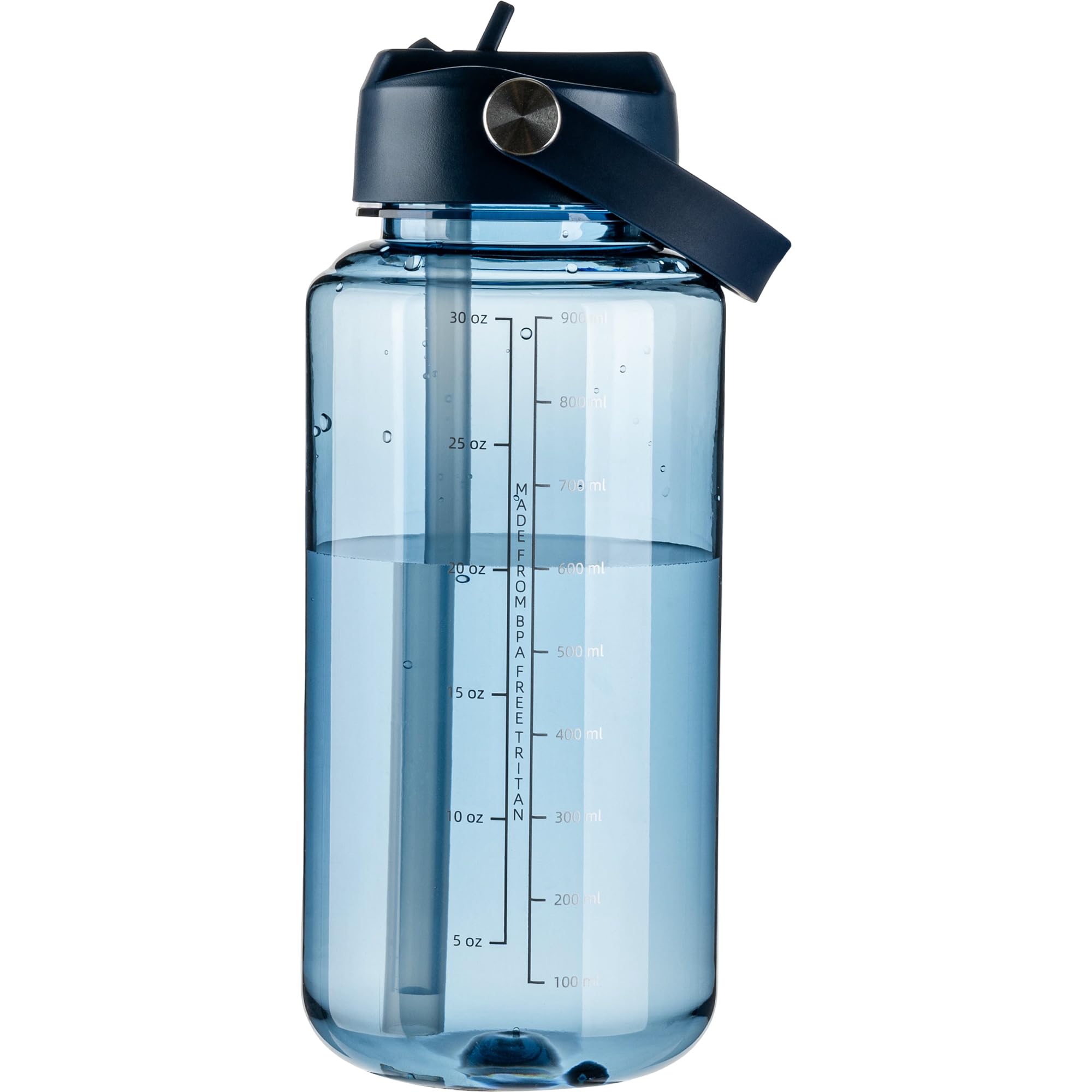 OLDLEY 32 oz Clear Water Bottle with Straw,Tritan BPA-Free, Wide Mouth, Leak Proof - for Gym, Travel, Home, School, Office (Clear)