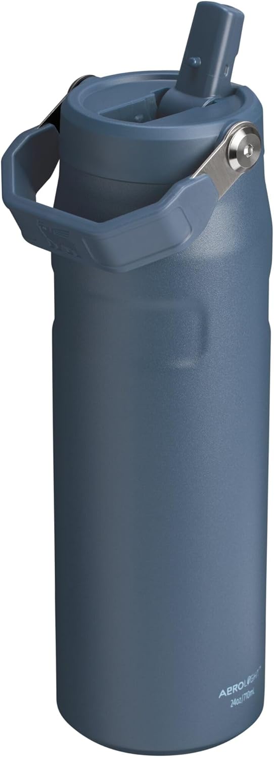 STANLEY IceFlow Flip Straw 2.0 Water Bottle 24 OZ | Built-In Straw with Larger Opening | Lightweight & Leak-Resistant | Insulated Stainless Steel | BPA-Free | Navy