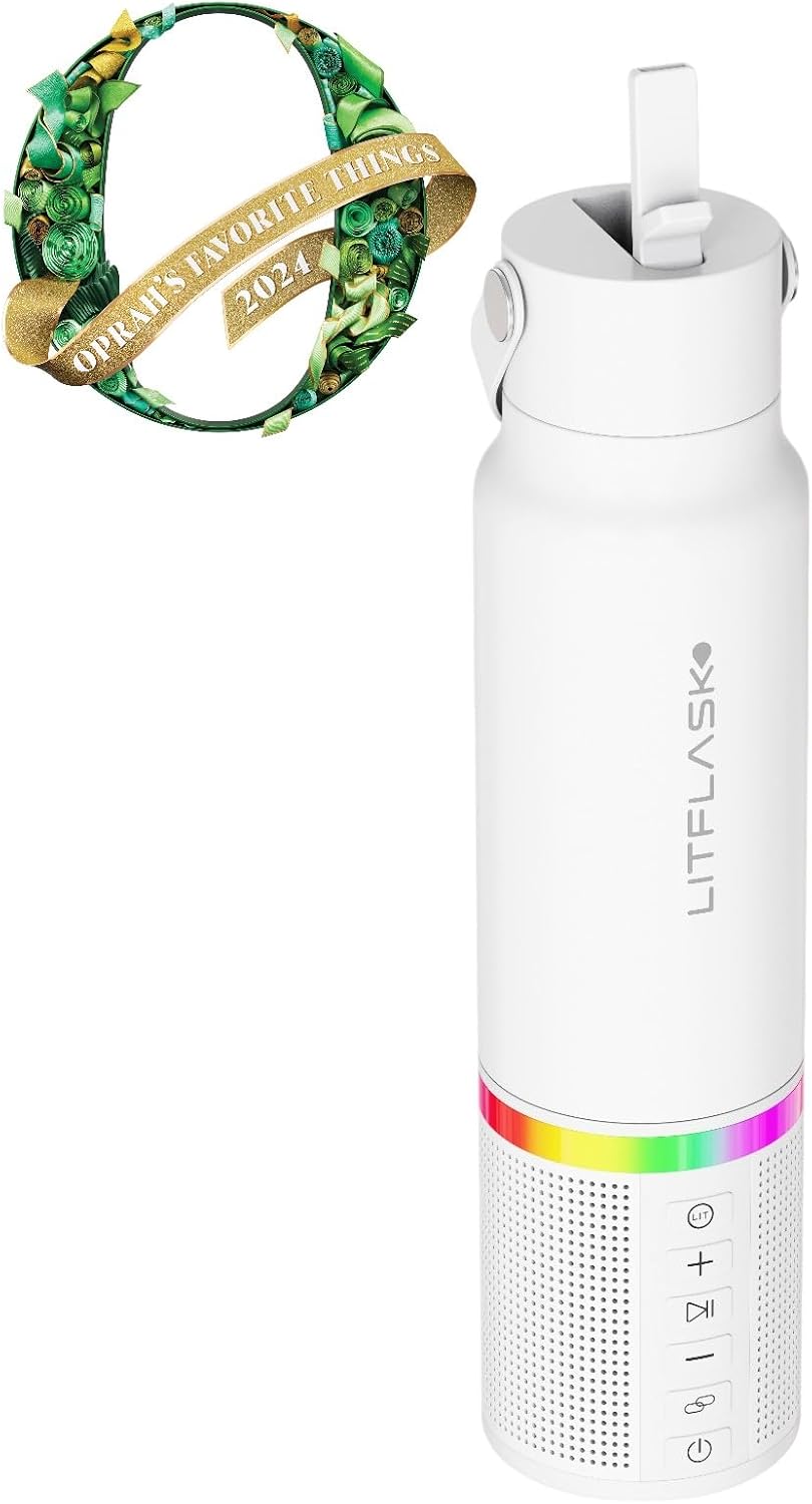 LitFlask Smart Water Bottle, Ultra Premium Bluetooth Speaker, Portable Charging, 20oz Stainless Steel. Oprah’s Favorite Things 2024