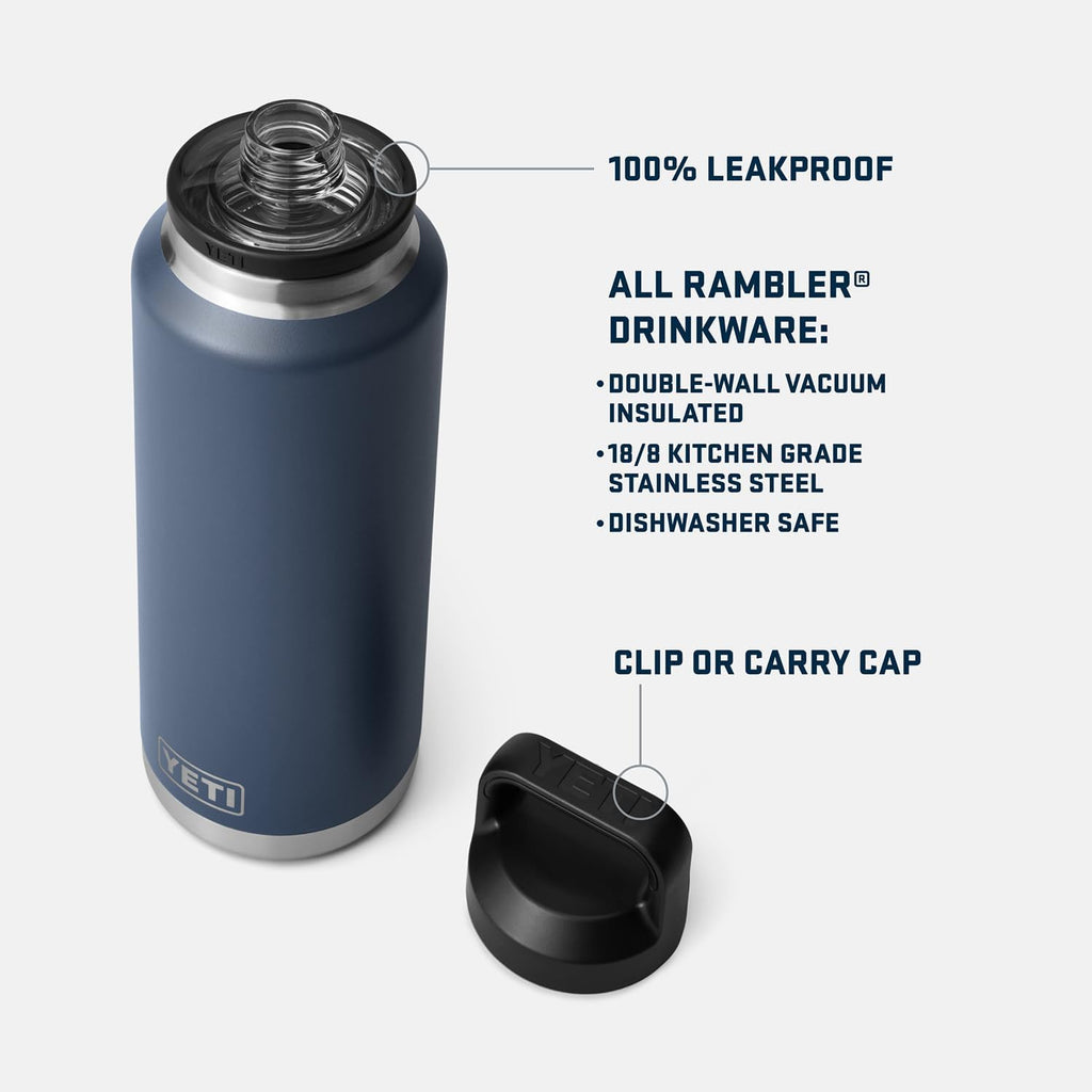 YETI Rambler 46 oz Bottle, Leakproof, Vacuum Insulated, Stainless Steel with Chug Cap, Harvest Red