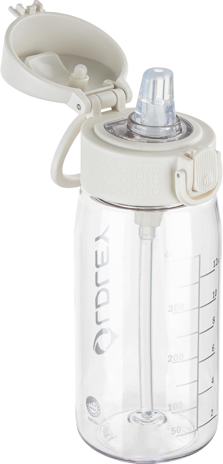 OLDLEY Kids Water Bottles with Straw 420ml/14oz BPA Free Tritan Water Bottle with Handle Leakproof School Sports Drinking Bottle for Toddler Boys Girls,Transparent