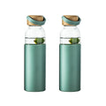 21oz Borosilicate Glass Water Bottles with Silicone Non-Slip Sleeve & Leak-Proof Lid-Reusable Drink Bottle for Office,Travel,Gym,Hiking-BPA Free,Ideal Gift for Home,Car &Fitness (Green)