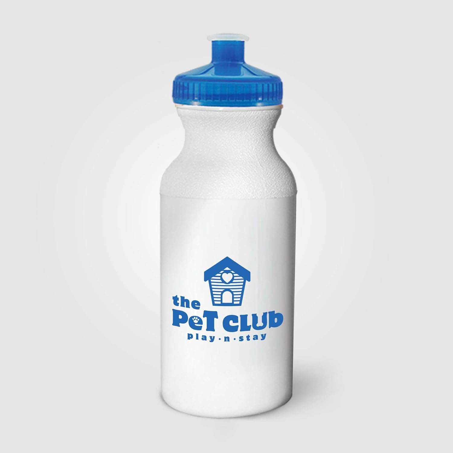Customized with logo, Sports Water Bottles with Push-Pull Lid, 20 oz, White with Colored Cap, 100-Pack (Translucent Blue)