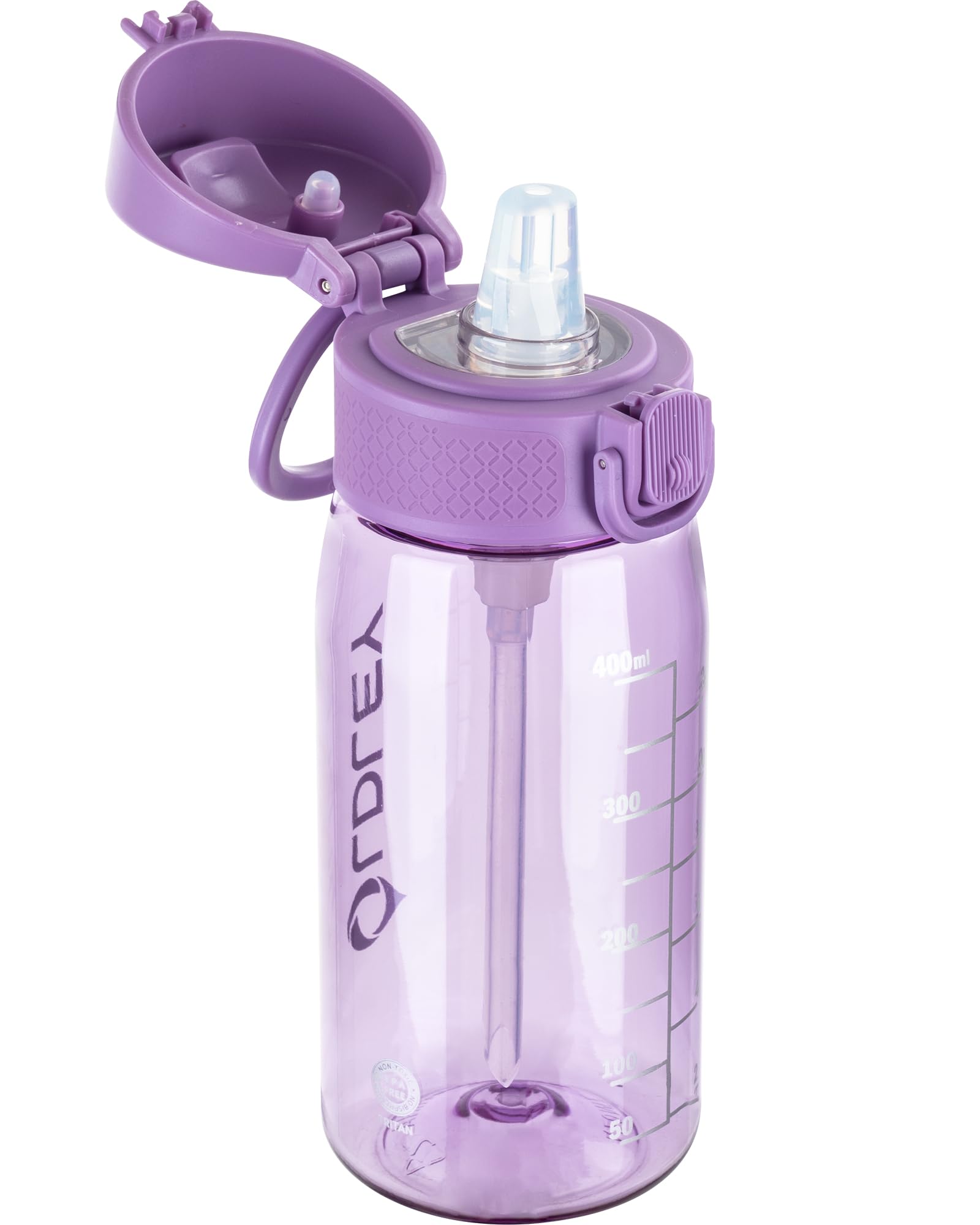 OLDLEY Kids Water Bottles with Straw 420ml/14oz BPA Free Tritan Water Bottle with Handle Leakproof School Sports Drinking Bottle for Toddler Boys Girls,Transparent