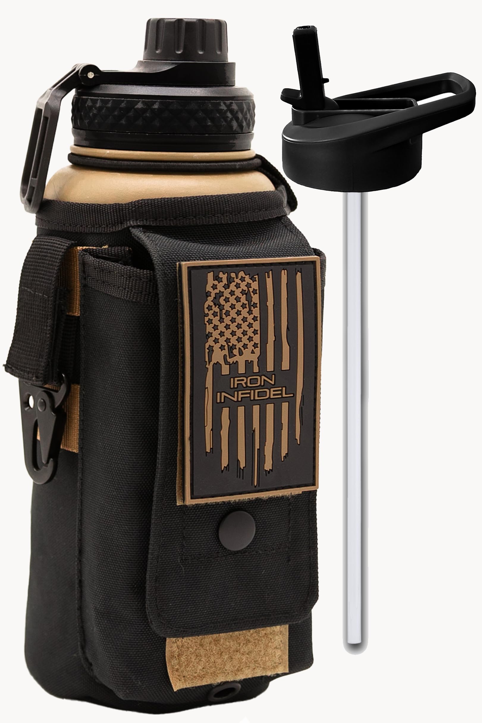 Iron Infidel Battle Bottle - Half Gallon Insulated Water Bottle with Paracord Handle - Large 64 oz Stainless Steel Water Jug & Rugged, Removable Sleeve For Keys, Wallet, Phone (OCP Camo 2 Liter)