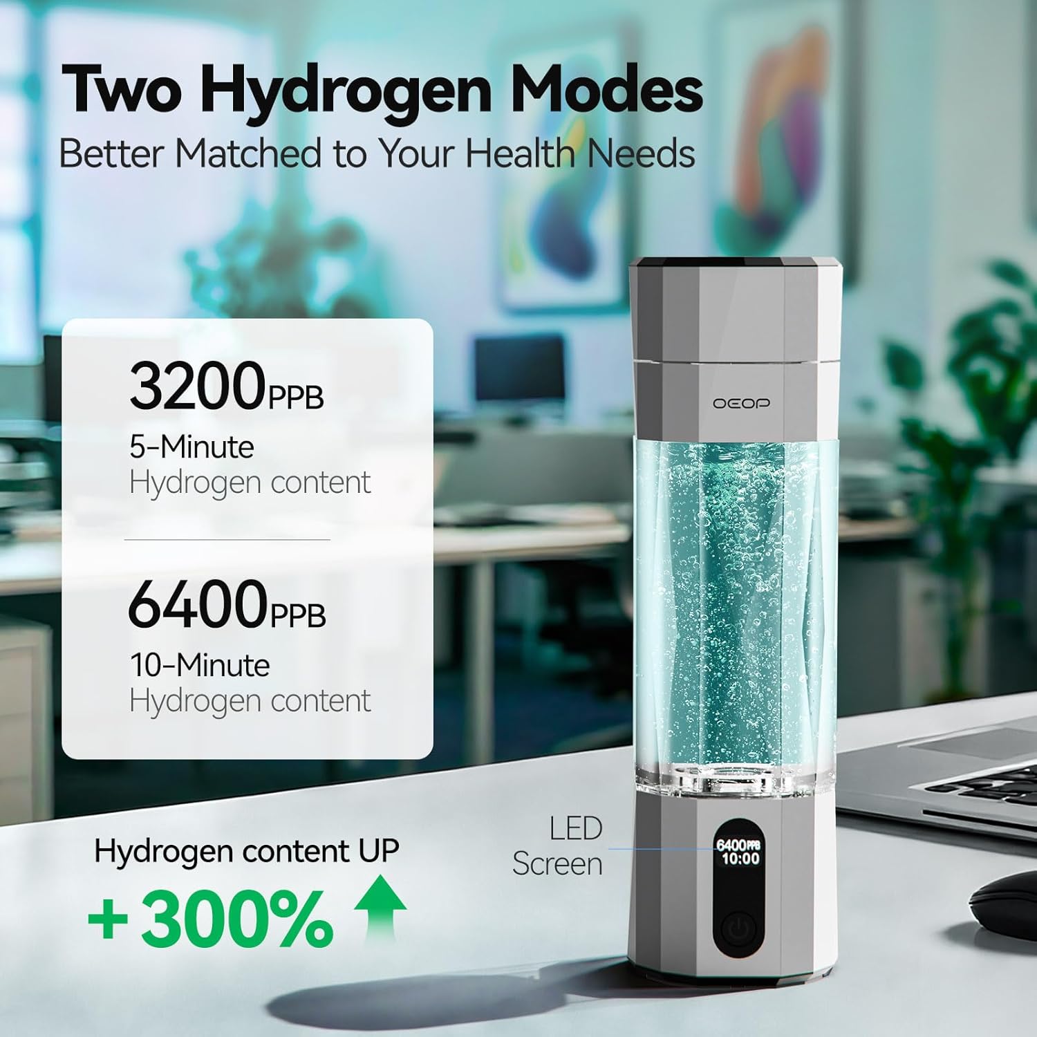 Upgrade Hydrogen Water Bottle - 6400PPB Hydrogen Water Generator, SPE/PEM Certified, 7oz Portable Hydro Water Machine, Perfect for Gym/Travel/Office & Gifts for Friends/Family