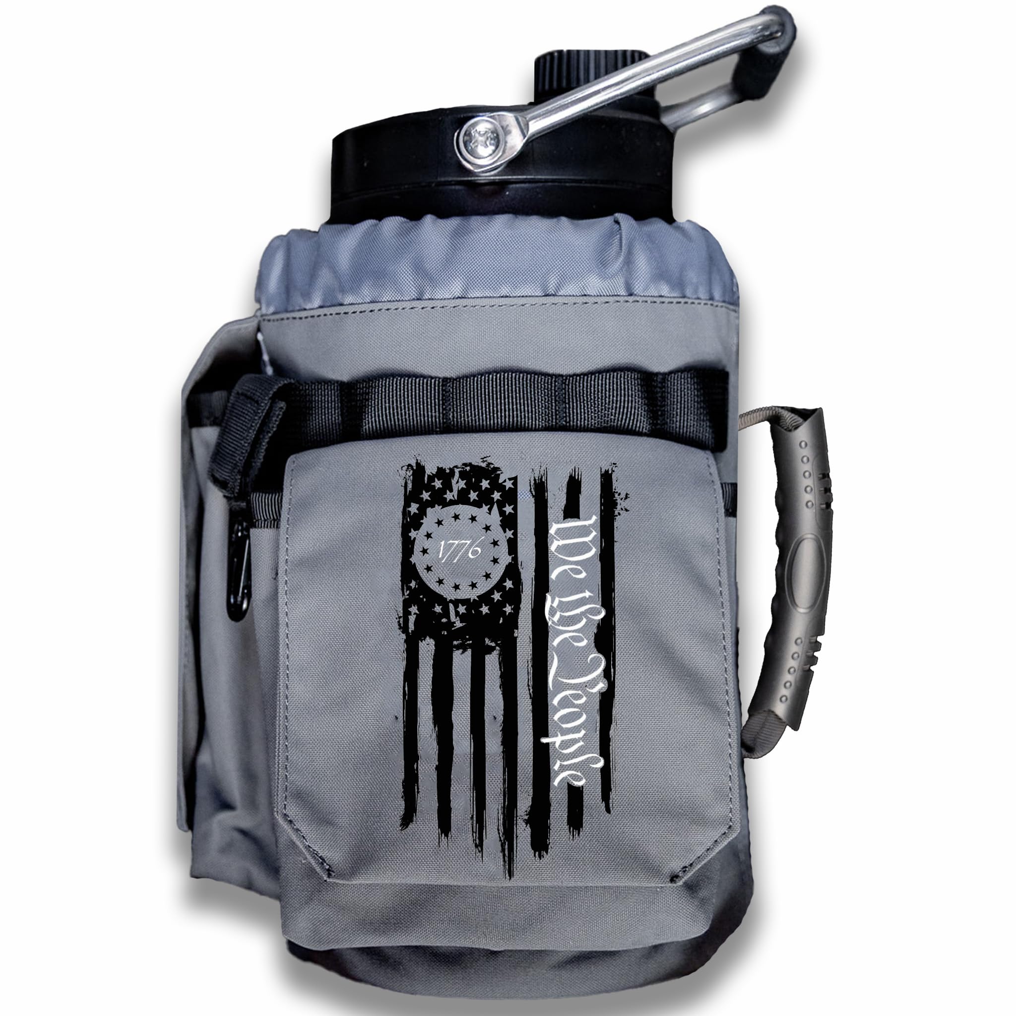 Iron Infidel Battle Bottle - Half Gallon Insulated Water Bottle with Paracord Handle - Large 64 oz Stainless Steel Water Jug & Rugged, Removable Sleeve For Keys, Wallet, Phone (OCP Camo 2 Liter)