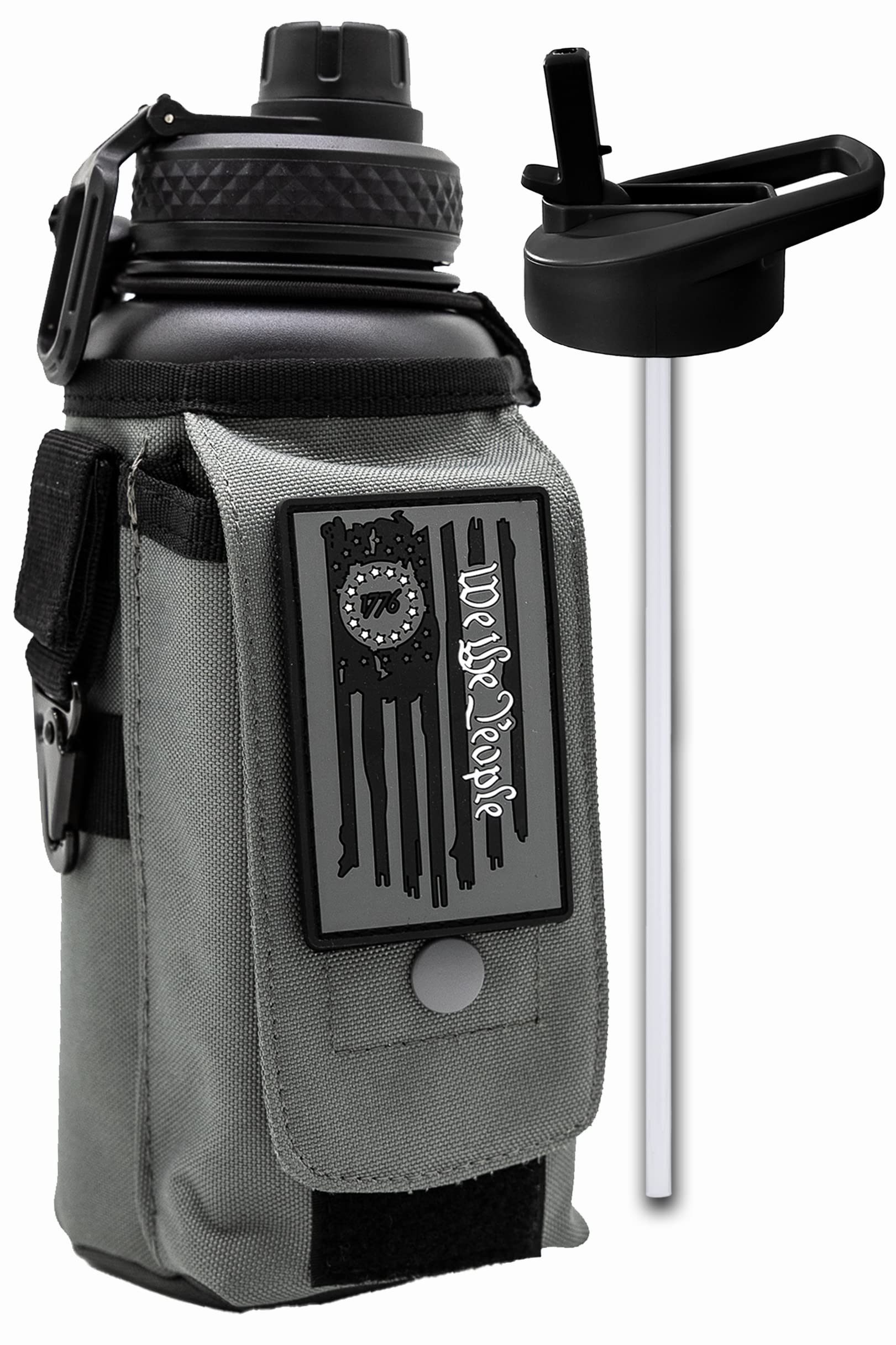 Iron Infidel Battle Bottle - Half Gallon Insulated Water Bottle with Paracord Handle - Large 64 oz Stainless Steel Water Jug & Rugged, Removable Sleeve For Keys, Wallet, Phone (OCP Camo 2 Liter)