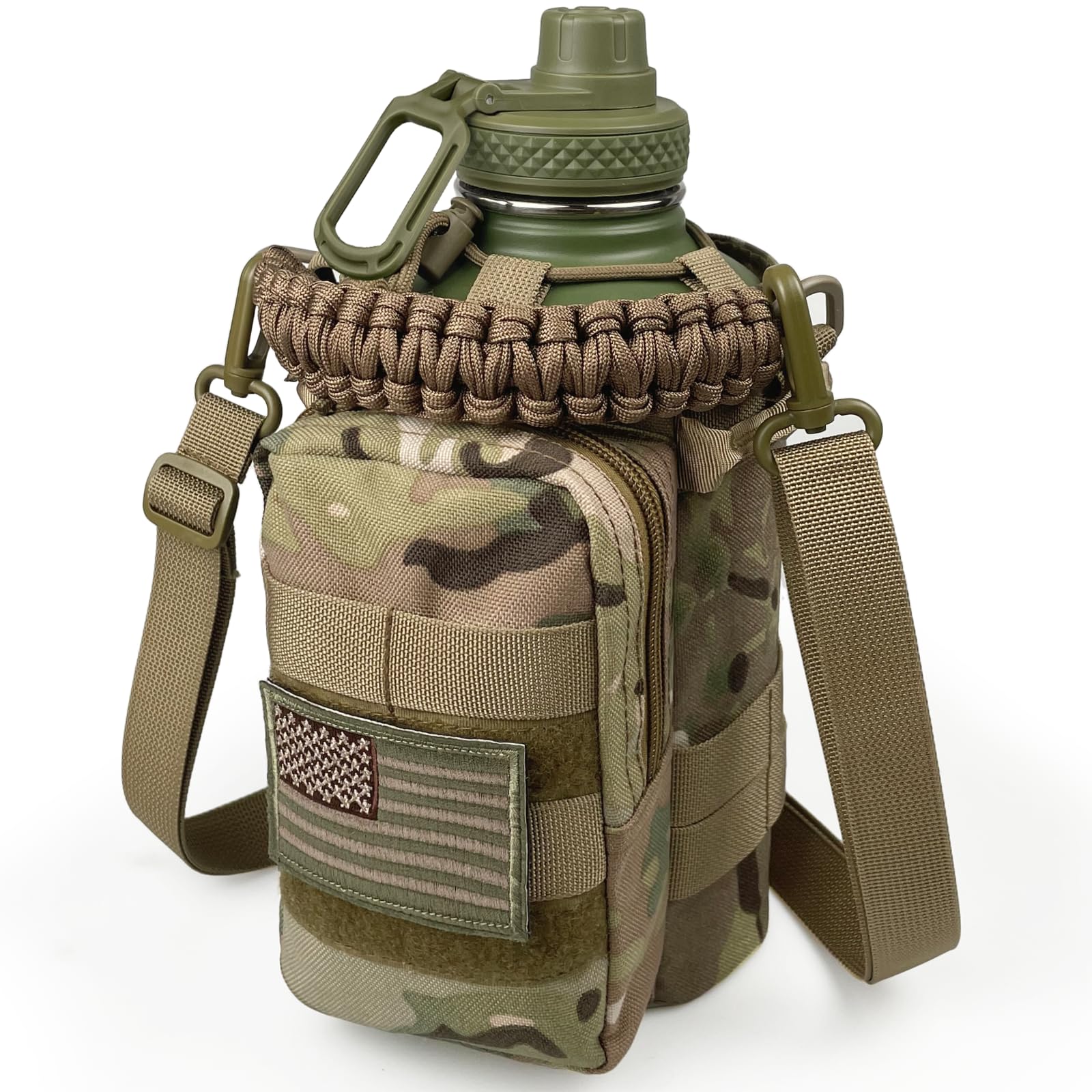 64 Oz Water Bottle with Sleeve - Half Gallon Big Insulated Water Jug with Strap Stainless Steel Gym Water Bottles for Men Sports Workout Hiking All Black