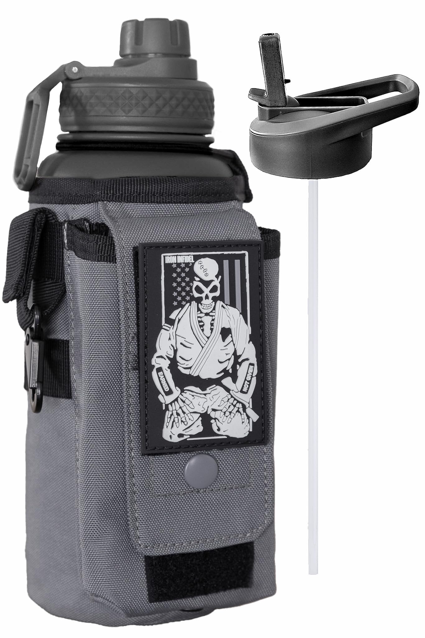 Iron Infidel Battle Bottle - Half Gallon Insulated Water Bottle with Paracord Handle - Large 64 oz Stainless Steel Water Jug & Rugged, Removable Sleeve For Keys, Wallet, Phone (OCP Camo 2 Liter)